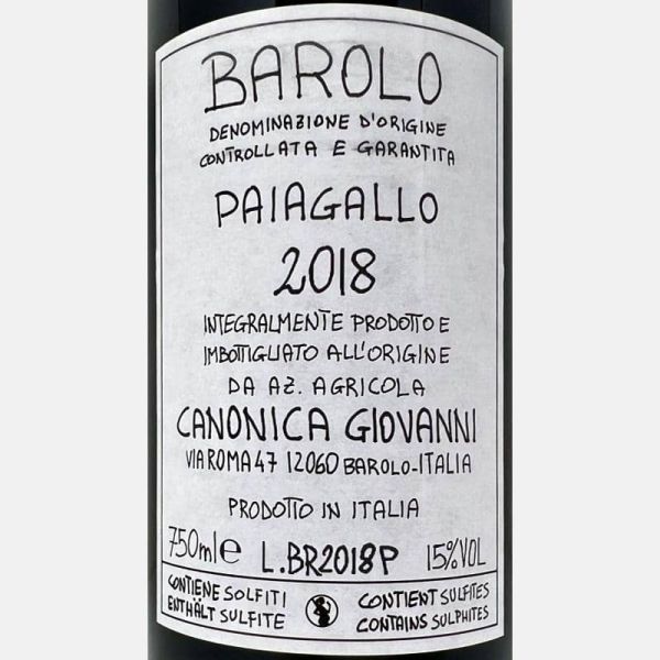 Barolo Paiagallo DOCG 2018 - Giovanni Canonica